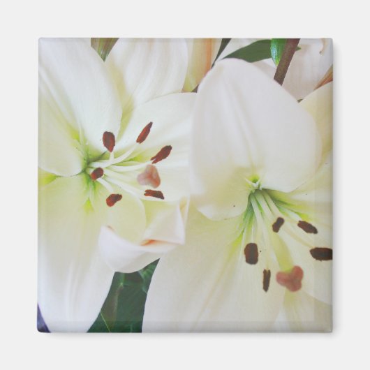 Witte Bruiloft Bloemen Bewaar de datum Koelkast Ma Magneet (Voorkant)