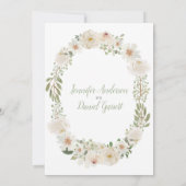 Witte Bruiloft Bloemen Verlovingsfeest Uitnodiging (Achterkant)