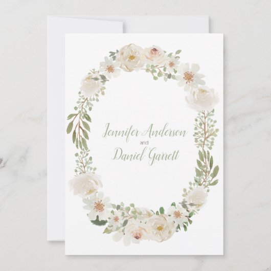 Witte Bruiloft Bloemen Verlovingsfeest Uitnodiging (Achterkant)