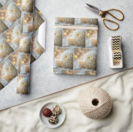 Witte bruiloft Chrysanthemum en kaars Cadeaupapier