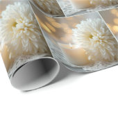 Witte bruiloft Chrysanthemum en kaars Cadeaupapier (Rol Hoek)