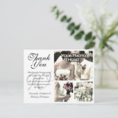 witte bruiloft dank u kaart 3 foto's (Staand voorkant)