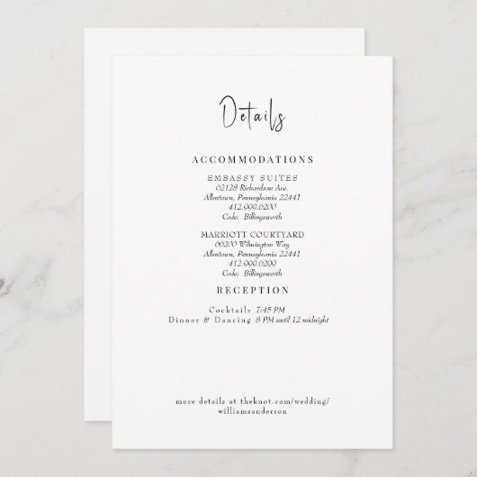 Witte bruiloft details behuizing kaart (Voorkant / Achterkant)