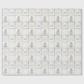 Witte bruiloft Doves, Bells en Cake Cadeaupapier (Vlak)