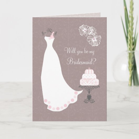 Witte bruiloft en taart Bridesmaid Request (Voorkant)