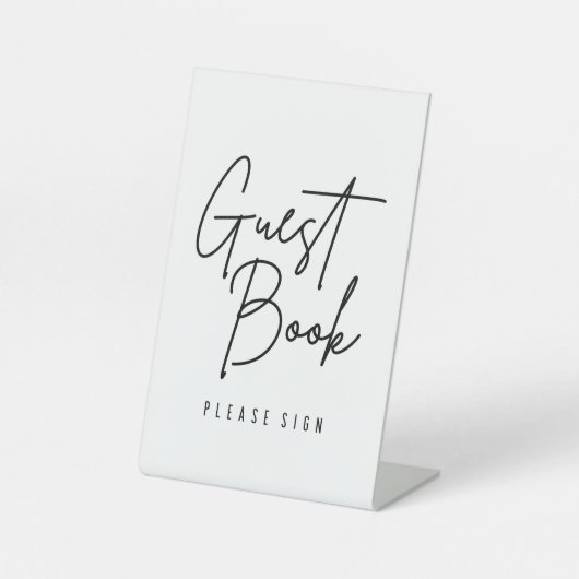 Witte bruiloft gastenboek teken reclamebord met voetstuk (Voorkant)