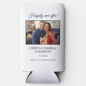 Witte bruiloft gunst foto nog lang en gelukkig seltzer blikjeskoeler (Voorkant)