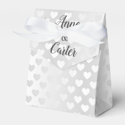 Witte bruiloft harten bedankdoosjes (Voorkant Zijde)
