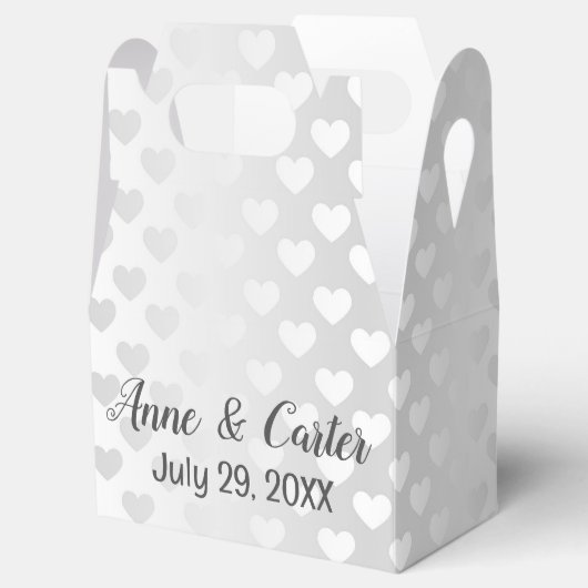 Witte bruiloft harten bedankdoosjes (Geopend)