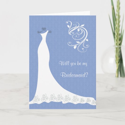 Witte bruiloft-jurk, zwammen op blauwe Bridesmaid (Voorkant)