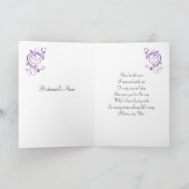 Witte bruiloft-jurk, zwammen op paarse Bridesmaid (Binnen)