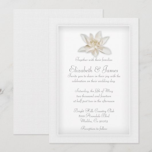 Witte bruiloft kaart (Voorkant / Achterkant)