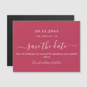 Witte bruiloft Magenta, behalve de datummagneet Magnetische Uitnodiging (Voorkant / Achterkant)