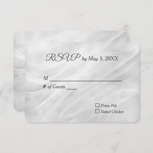 Witte Bruiloft Marmer Abstract RSVP Kaartje (Voorkant / Achterkant)