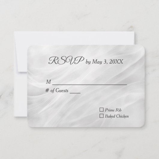 Witte Bruiloft Marmer Abstract RSVP Kaartje (Voorkant)