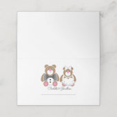 Witte bruiloft met een teddybeer plaatskaartje (Buitenkant ongevouwen)