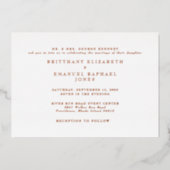 Witte bruiloft One Venue Roos Goudfolie II Folie Uitnodiging (Voorkant)