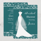 Witte bruiloft op blauwgroen Vrijgezellenfeest Inv Kaart (Voorkant / Achterkant)