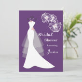 Witte bruiloft op paars Vrijgezellenfeest Invite Kaart (Staand voorkant)