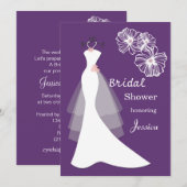 Witte bruiloft op paars Vrijgezellenfeest Invite Kaart (Voorkant / Achterkant)