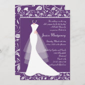 Witte bruiloft op paars Vrijgezellenfeest Invite Kaart (Voorkant / Achterkant)