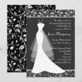 Witte bruiloft op zwart Vrijgezellenfeest Invite Kaart (Voorkant / Achterkant)