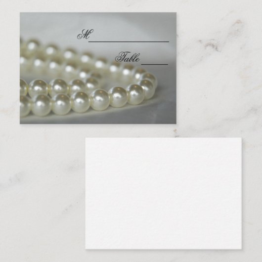 Witte bruiloft parels plaats kaarten plaatskaartje (Voorkant / Achterkant)