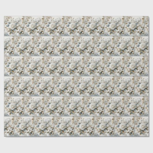 Witte bruiloft Roos ontwerp Cadeaupapier (Vlak)