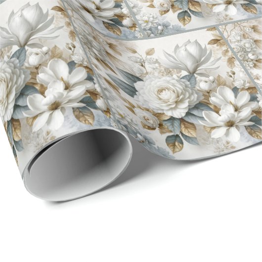 Witte bruiloft Roos ontwerp Cadeaupapier (Rol Hoek)