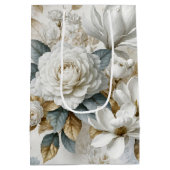 Witte bruiloft Roos ontwerp Medium Cadeauzakje (Achterkant)