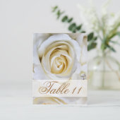 Witte bruiloft Rozen Receptie Tafel Aantal Kaarten (Staand voorkant)