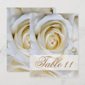 Witte bruiloft Rozen Receptie Tafel Aantal Kaarten (Voorkant / Achterkant)