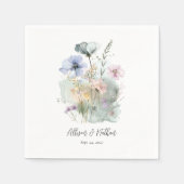 Witte bruiloft servetten met Waterverf Wildflower (Voorkant)