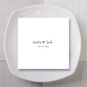 Witte bruiloft servetten met zwarte handgeschreven