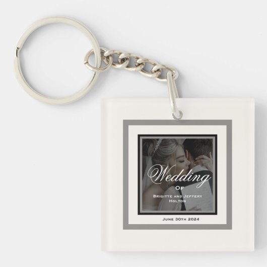 Witte bruiloft sleutelhanger (voorkant)