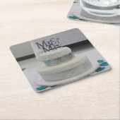 Witte Bruiloft Taart close-up Bruiloft Onderzetter (Schuin)