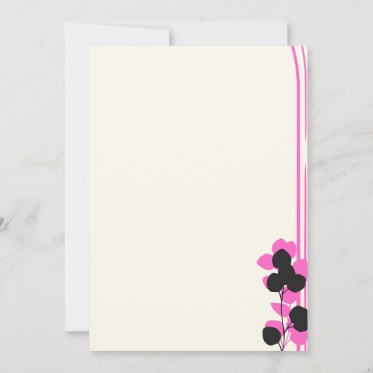 witte bruiloft uitnodiging met roze bloemen (Achterkant)