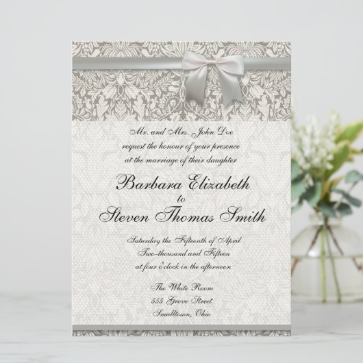 Witte bruiloft uitnodiging traditionele sjabloon (Staand voorkant)
