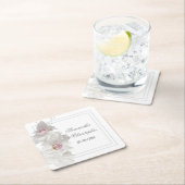 Witte bruinbruiloft kartonnen onderzetters (Insitu)