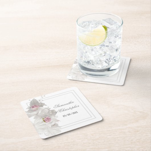 Witte bruinbruiloft kartonnen onderzetters (Insitu)