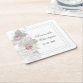 Witte bruinbruiloft kartonnen onderzetters (Schuin)