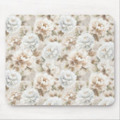 Witte Bruine Bloemen Muismat (Voorkant)