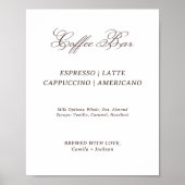 Witte & Bruine Bruiloft Coffee Bar Poster (Voorkant)