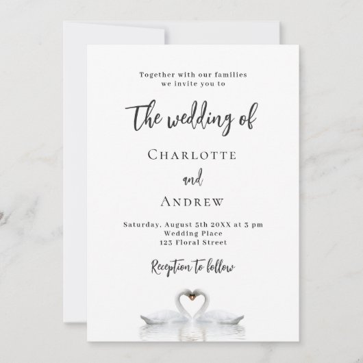 Witte bruine bruiloft van het zwaaien kaart (Voorkant)