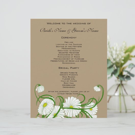 -witte bruine Daisy Flowers Wedding Set (Staand voorkant)