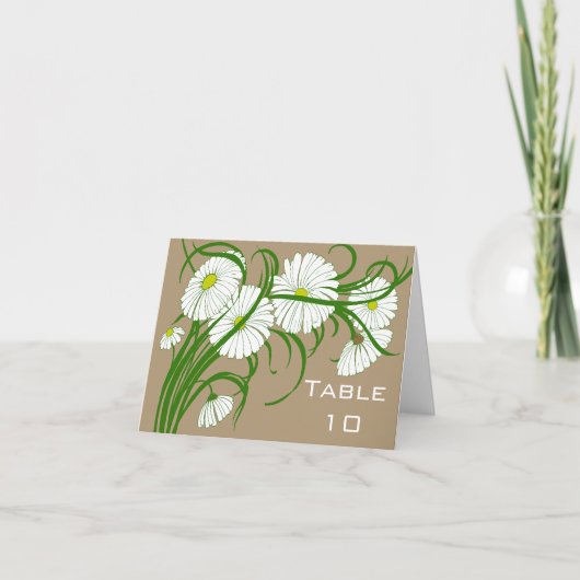 -witte bruine Daisy Flowers Wedding Set Bedankkaart (Voorkant)