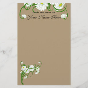 -witte bruine Daisy Flowers Wedding Set Briefpapier