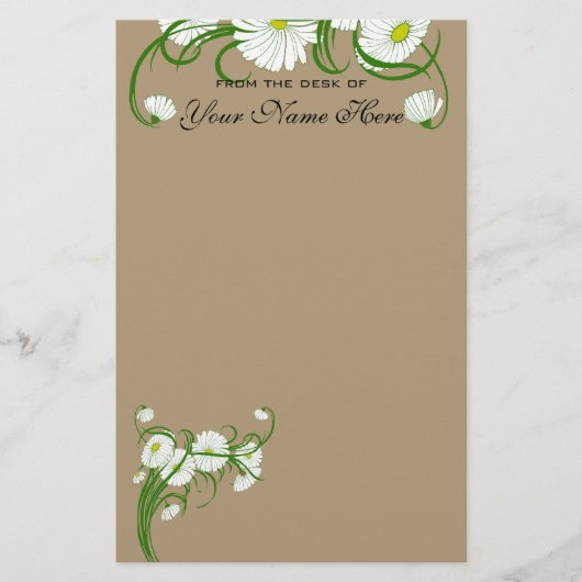 -witte bruine Daisy Flowers Wedding Set Briefpapier (Voorkant)