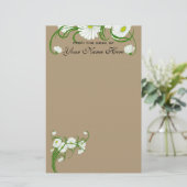 -witte bruine Daisy Flowers Wedding Set Briefpapier (Staand voorkant)