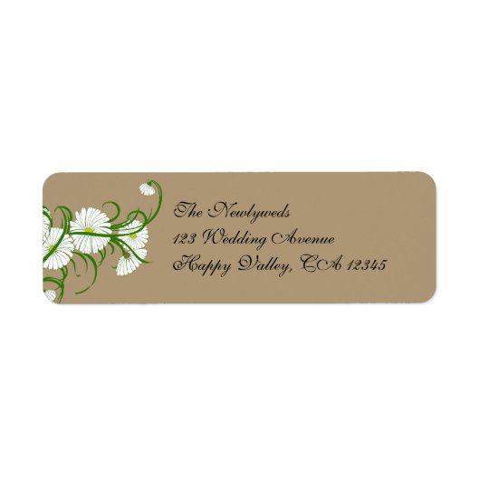 -witte bruine Daisy Flowers Wedding Set Etiket (Voorkant)